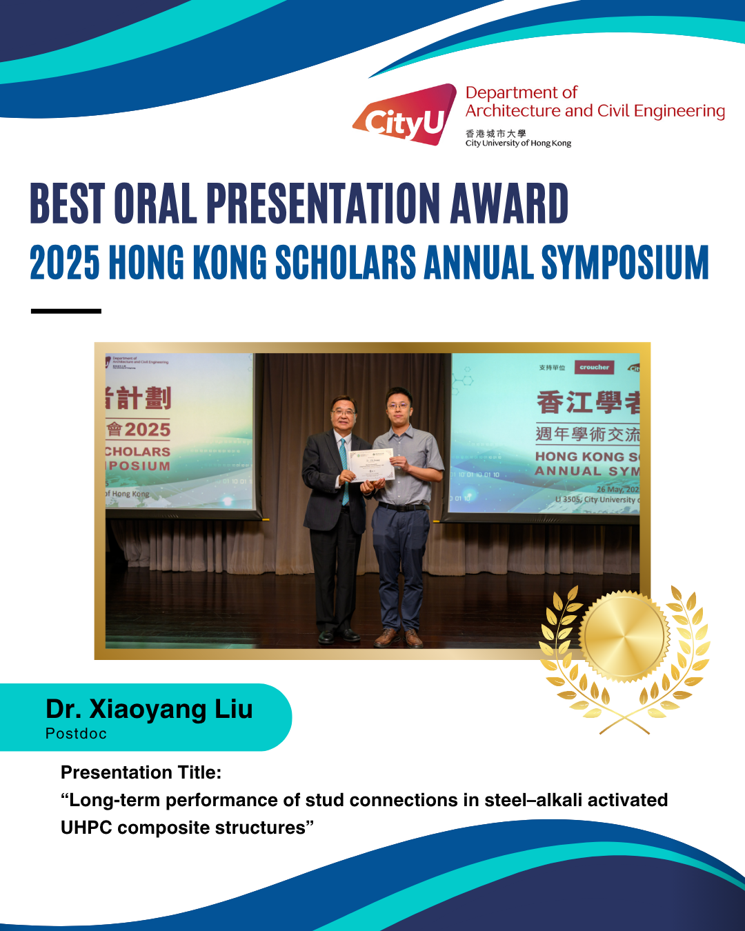 Dr Xiaoyang Liu Best Oral Award