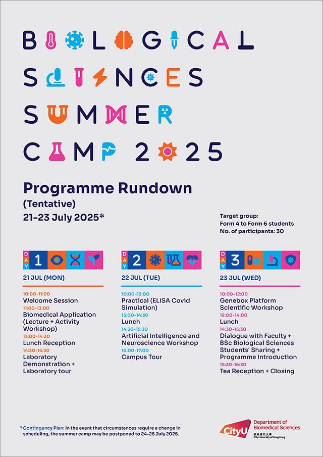 Biological Sciences Summer Camp 2025 Schedule