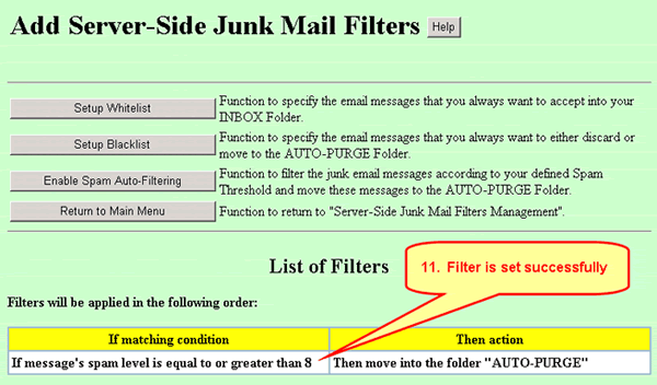Successful filter is shown
