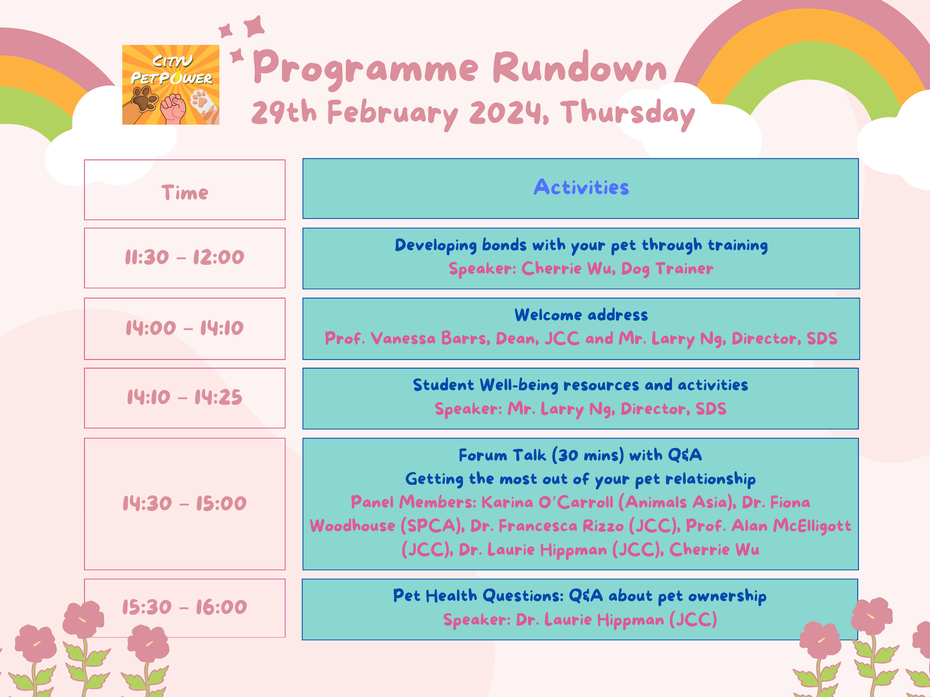 Programme Rundown