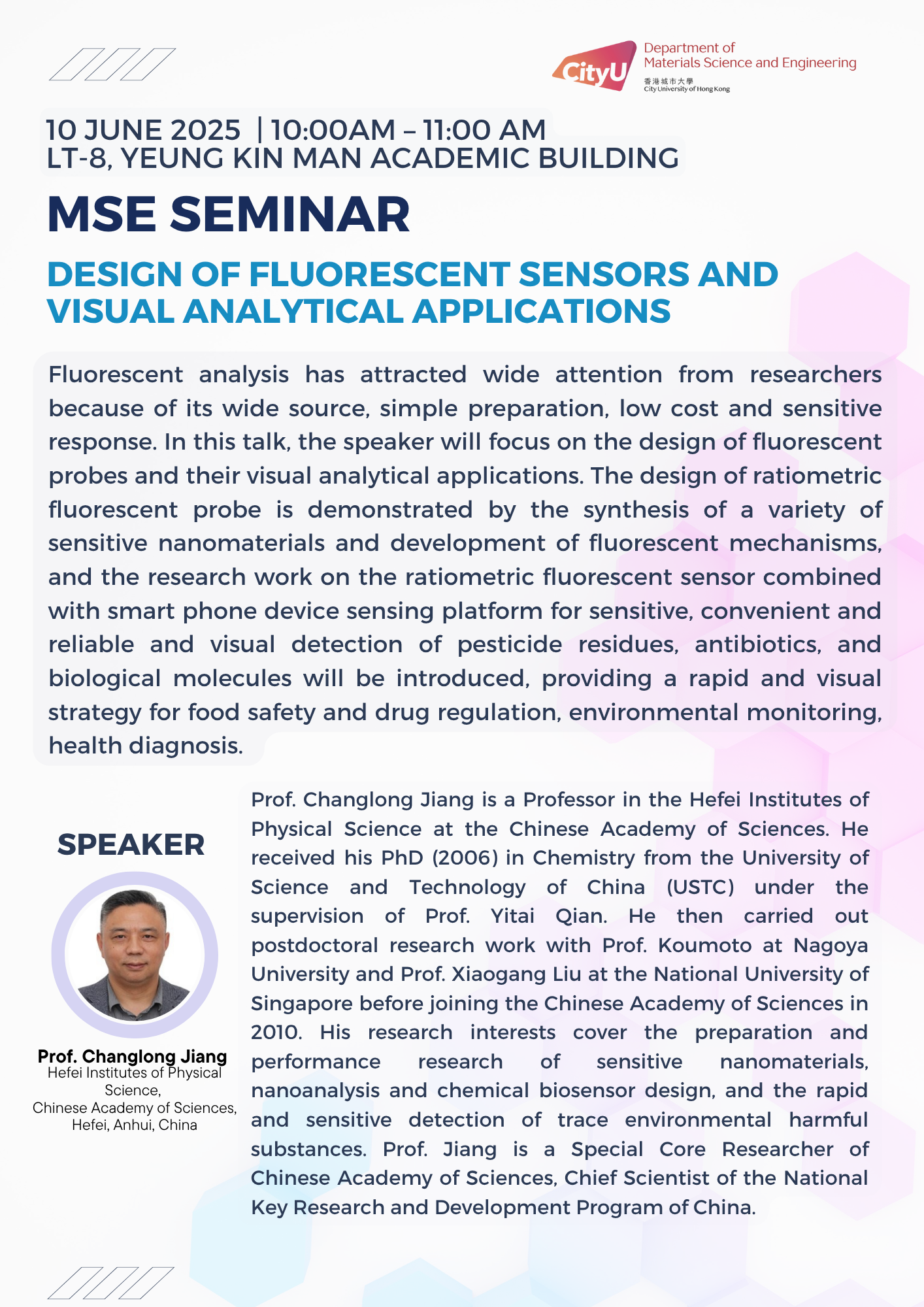 MSE Seminar – Prof. Changlong Jiang (10 June 2025)
