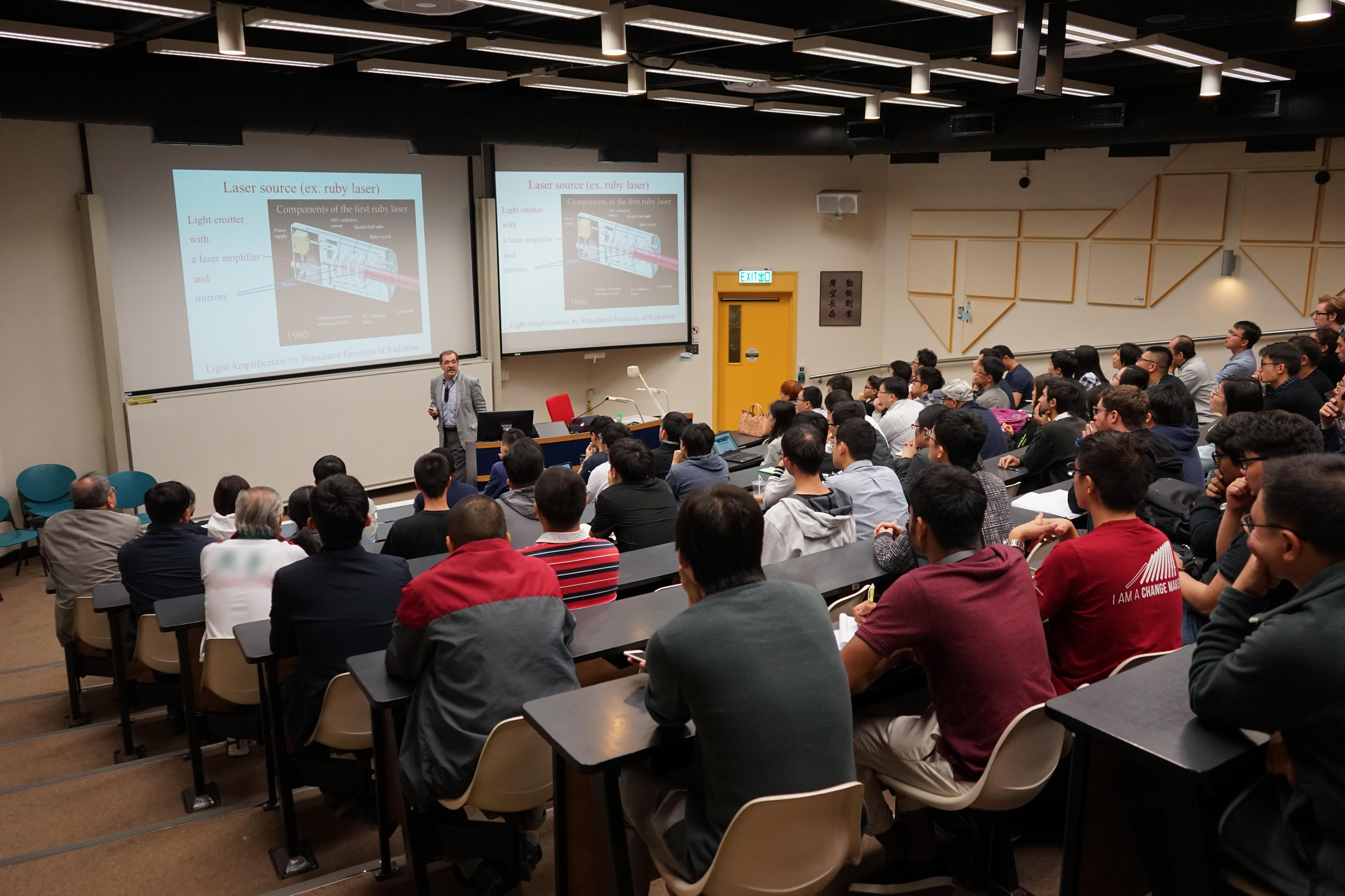 Professor Aspect gave a short course on Laser Science at CityU in 2018