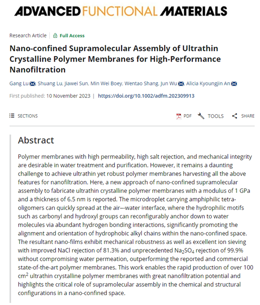 Ultrathin Crystalline Polymer Membranes
