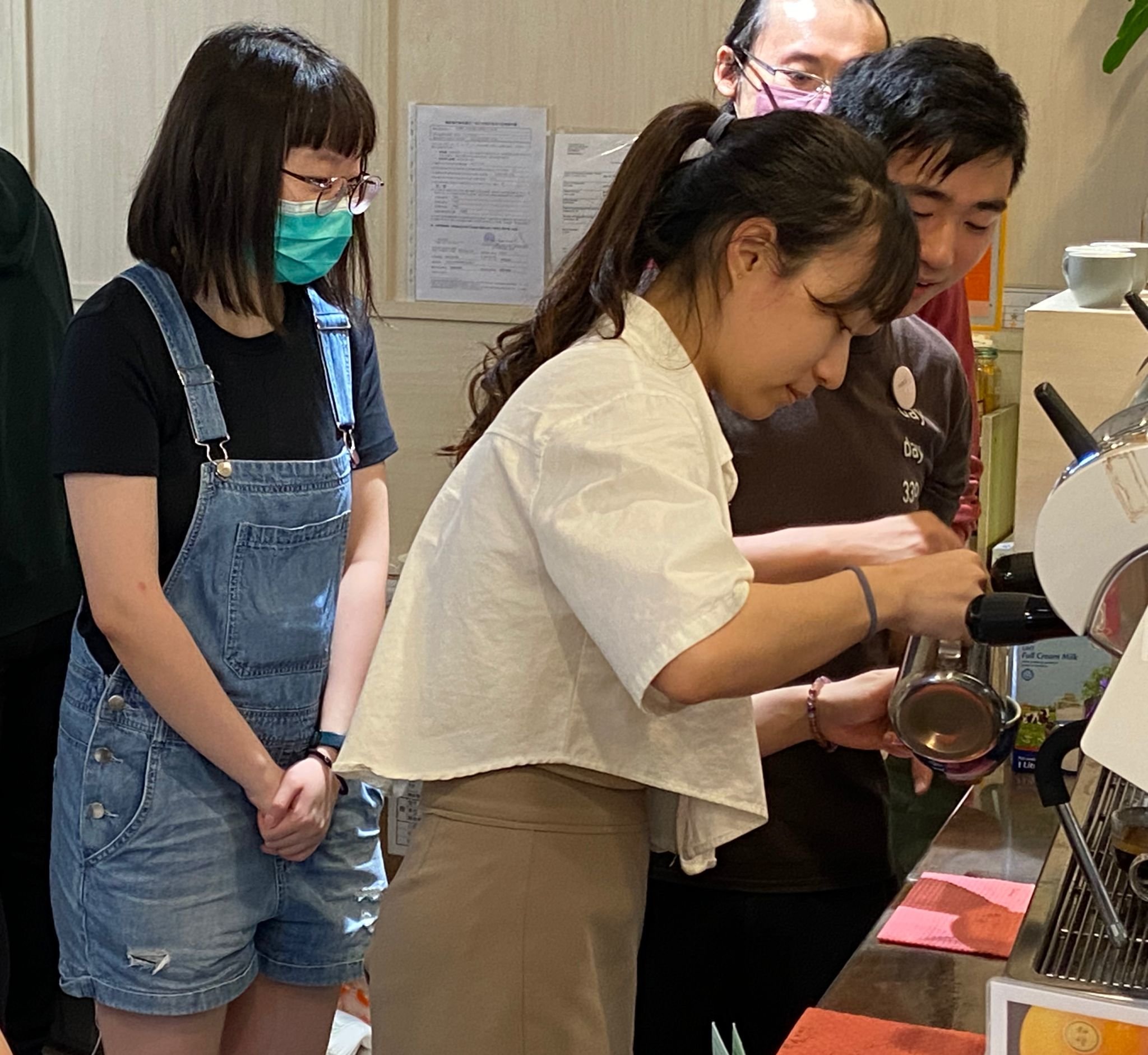 Students are learning latte art