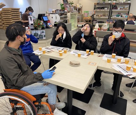 Students are tasting coffee.