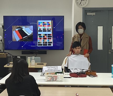 Tutor is introducing the concept of colour matching.