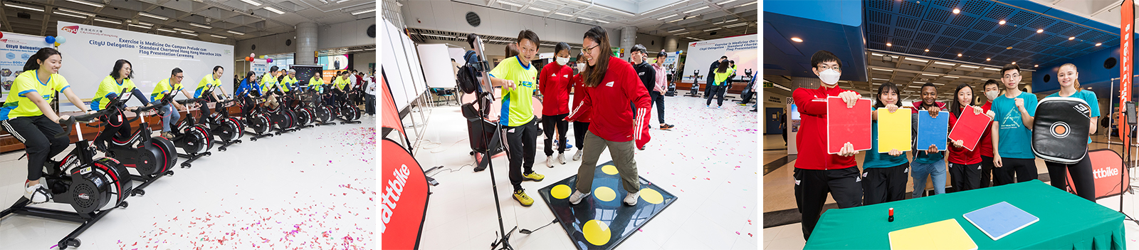 Various sports activities are featured in the ceremony for staff and students to challenge themselves.