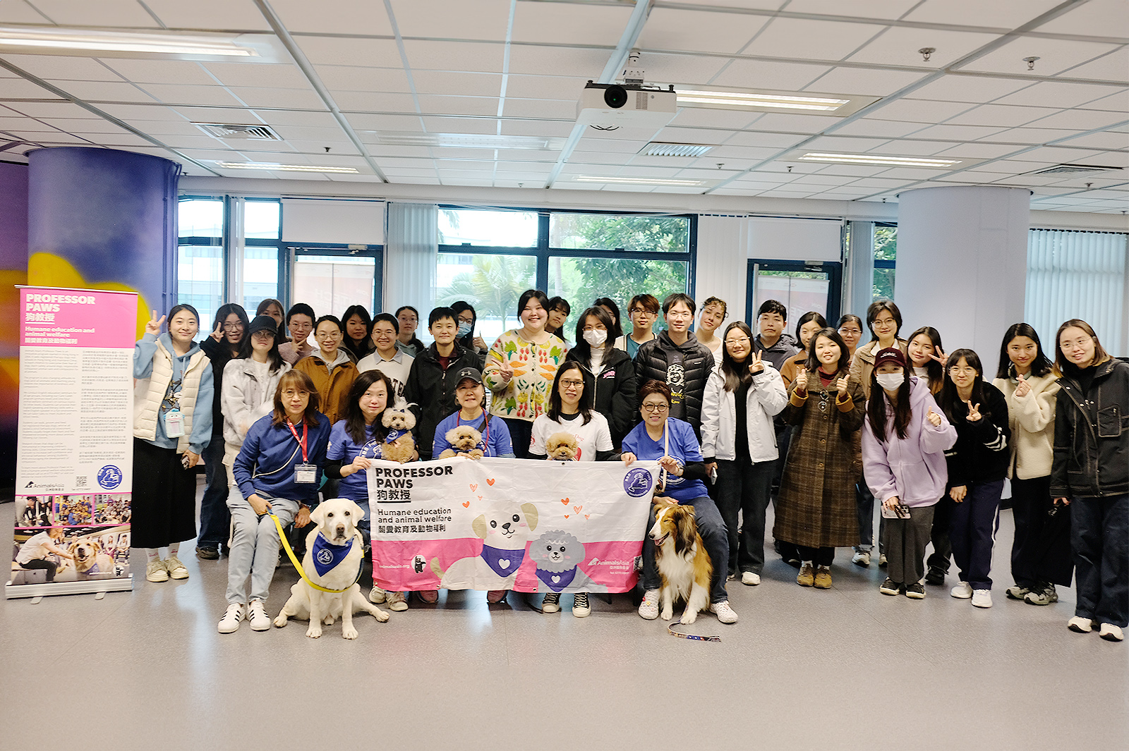 Students and Professor Paws team up to promote kindness and animal welfare.