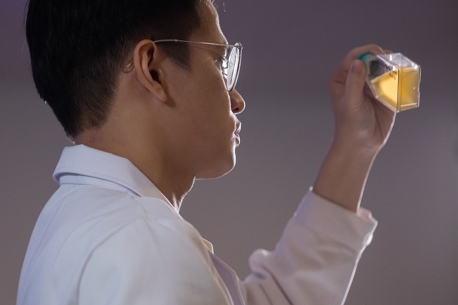 Marco手裡拿的就是他們的研究物件微藻。