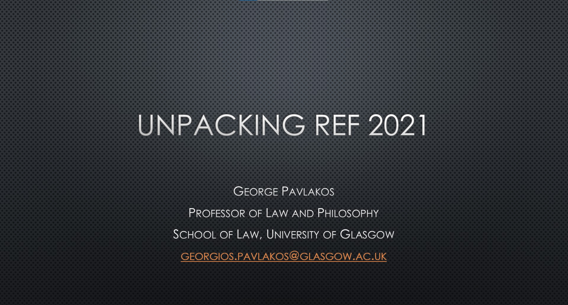 RAE seminars_Prof George PAVLAKOS